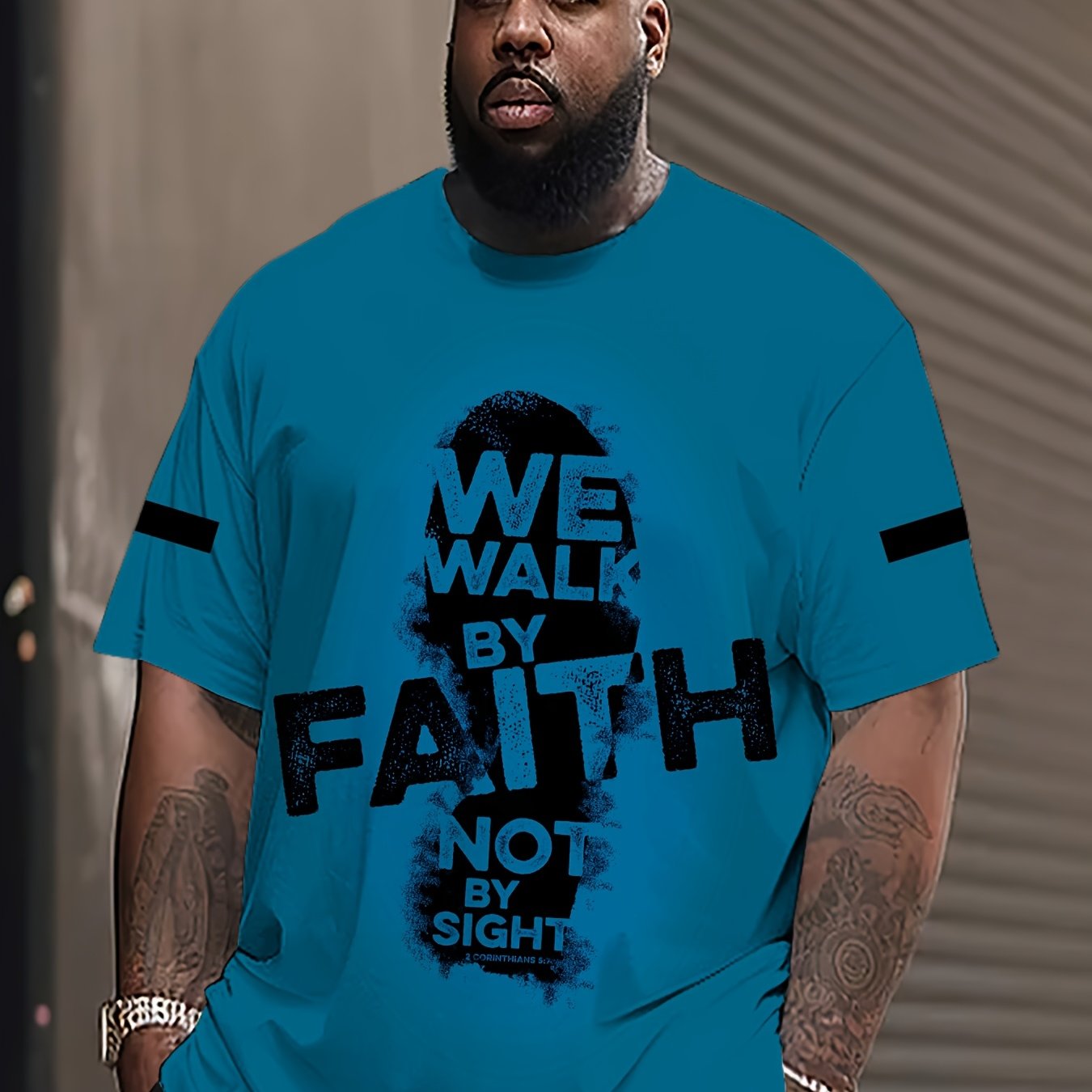 Faith-Inspired 3D Printed T-Shirt for Men & Women - Casual/Sporty, Stretch Fabric, Machine Washable, PLUS SIZE
