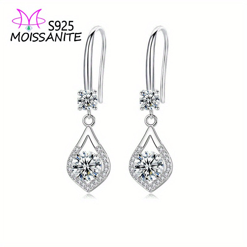 925 Sterling Silvery 1 Carat *2/ 2 Carat *2 Moissanite Drop Shaped Pendant Earrings Europe