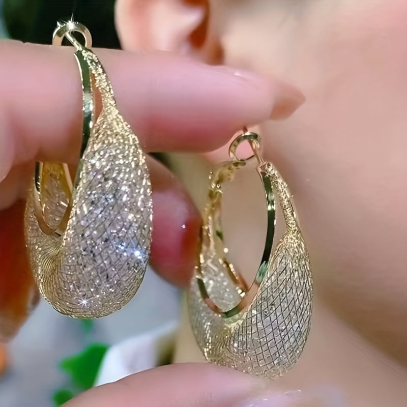Golden Mesh Trendy Earrings - Perfect For Parties And Gifts For Women, Mom