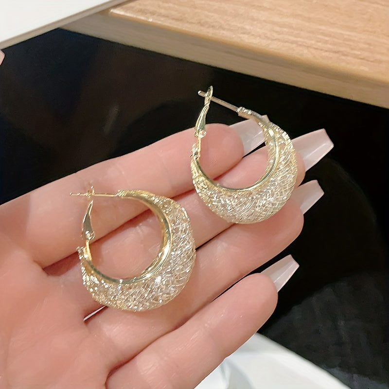 Golden Mesh Trendy Earrings - Perfect For Parties And Gifts For Women, Mom