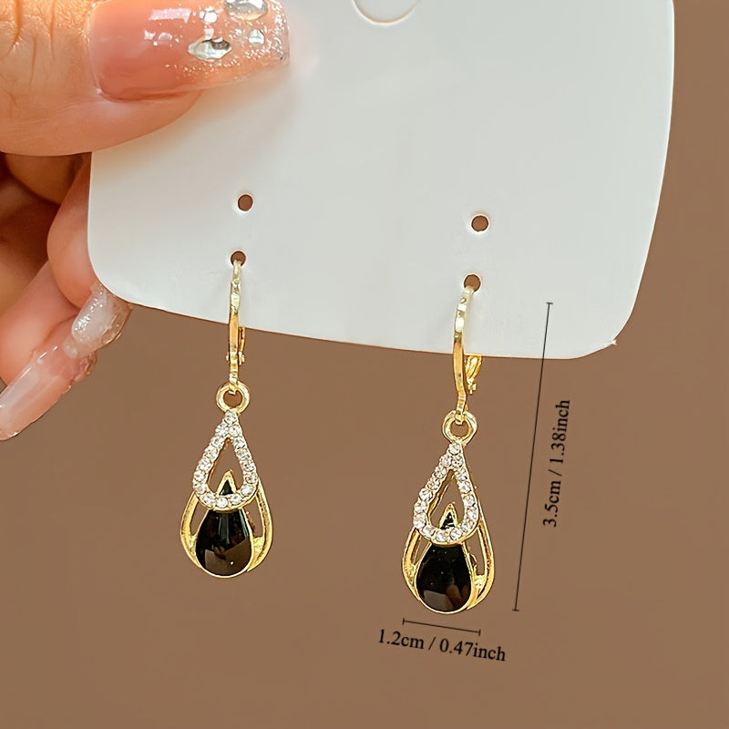 2 Pairs of Black Double Layers Drops Luxury Fashion Style Earrings