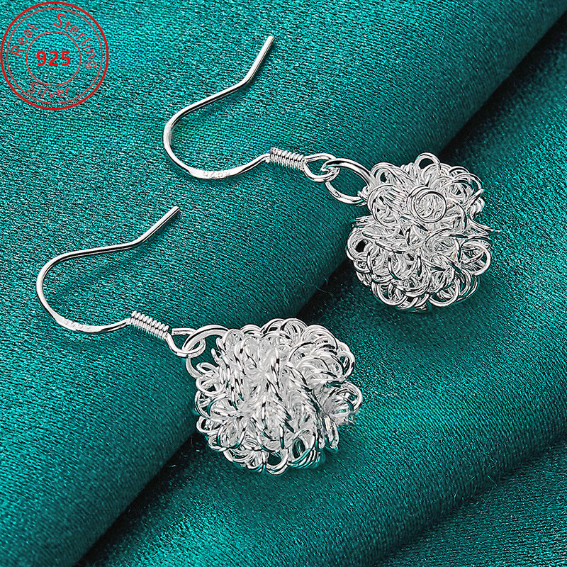 1 Pair S925 Pure Silvery Hollow Earrings - Low Allergy