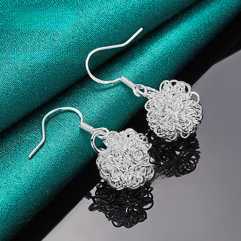 1 Pair S925 Pure Silvery Hollow Earrings - Low Allergy