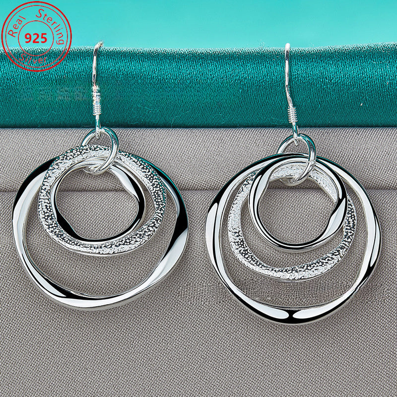 1 Pair S925 Pure Silvery Geometric Earrings - Low Allergy - Trendy Gift for Men