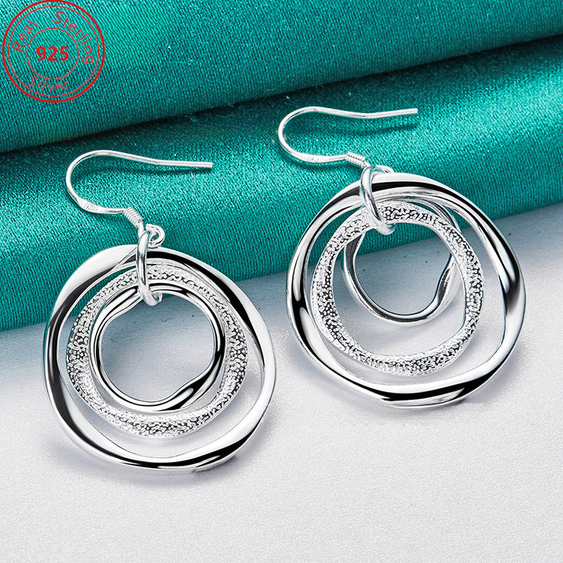 1 Pair S925 Pure Silvery Geometric Earrings - Low Allergy - Trendy Gift for Men