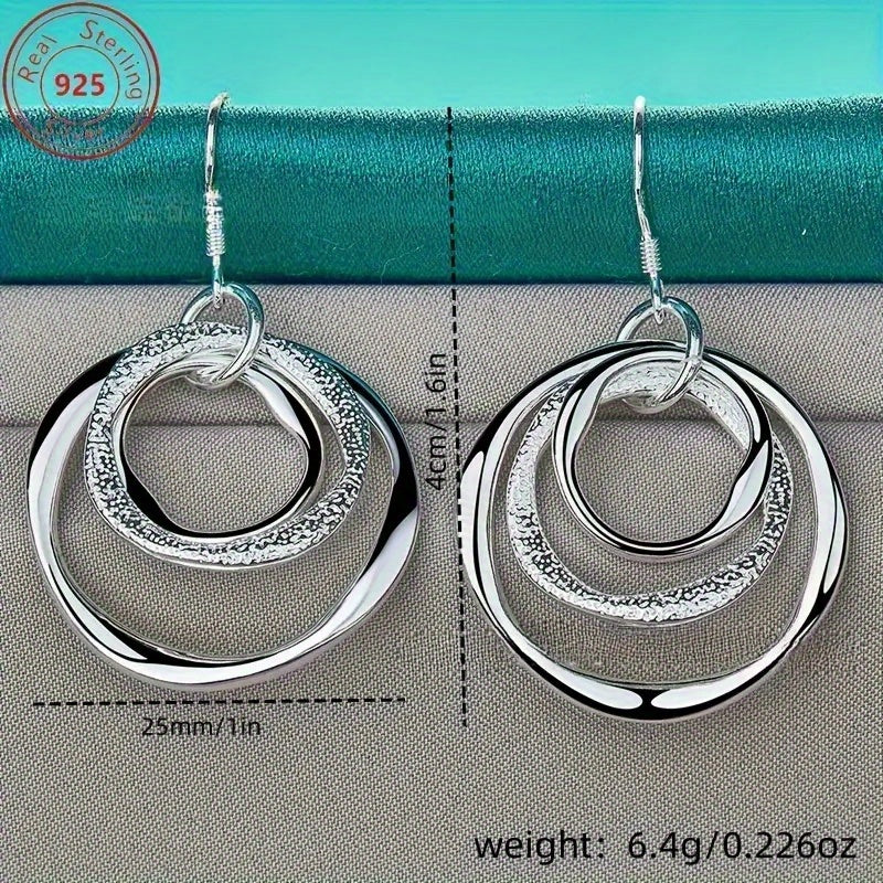 1 Pair S925 Pure Silvery Geometric Earrings - Low Allergy - Trendy Gift for Men