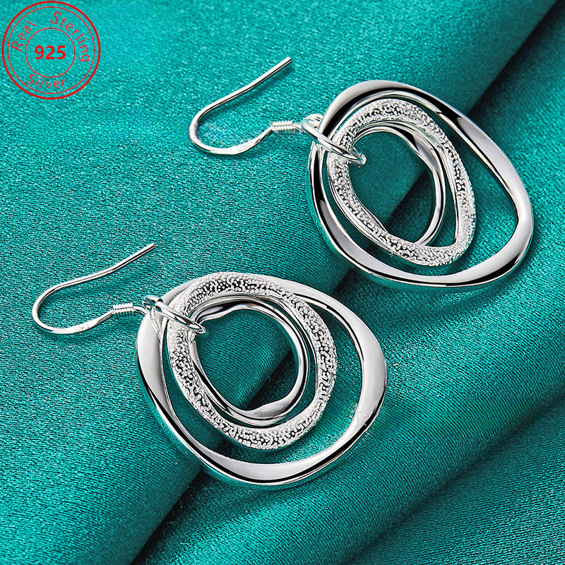 1 Pair S925 Pure Silvery Geometric Earrings - Low Allergy - Trendy Gift for Men