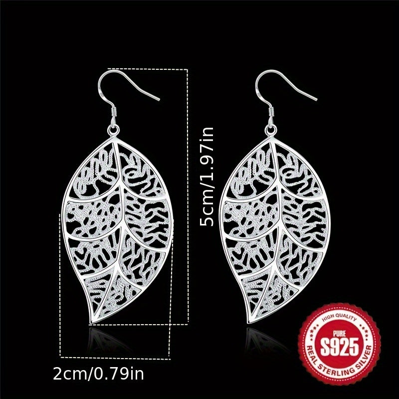 925 pure Silvery exquisite leaf - elegant, delicate, cute, low allergy, nickel-free,
