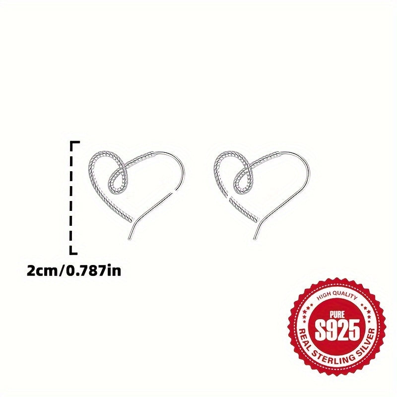 Pair of S925 Silver Women's Twist Love Line Ear Hooks Low Allergy 1.41g Ring Earrings