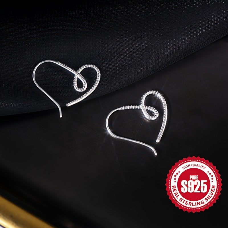 Pair of S925 Silver Women's Twist Love Line Ear Hooks Low Allergy 1.41g Ring Earrings