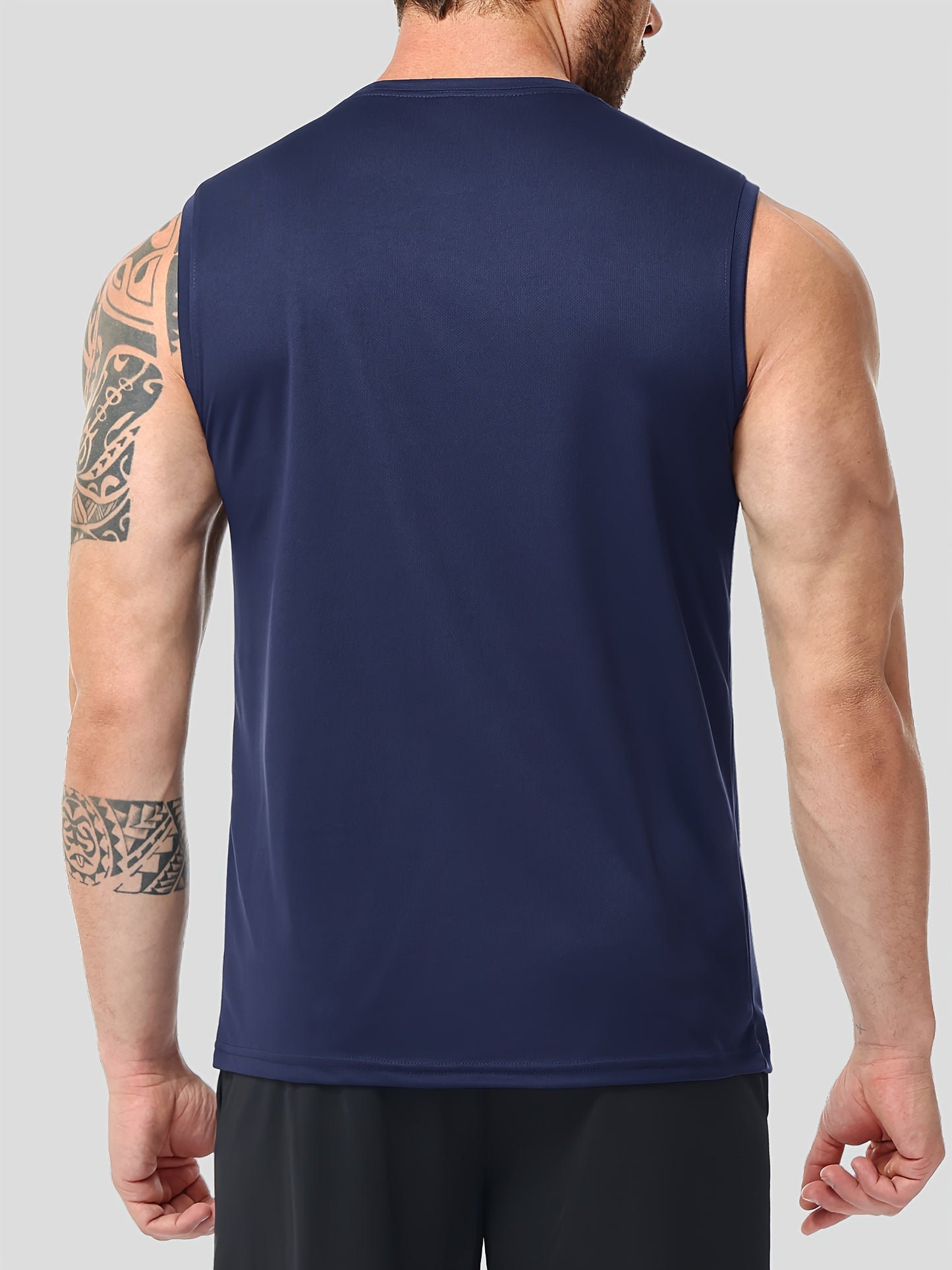 5-Pack Men Polyester Knit Crew Neck Sleeveless Shirts, High Stretch Workout & Daily Wear, Sizes XL to 5XL, Plus Size
