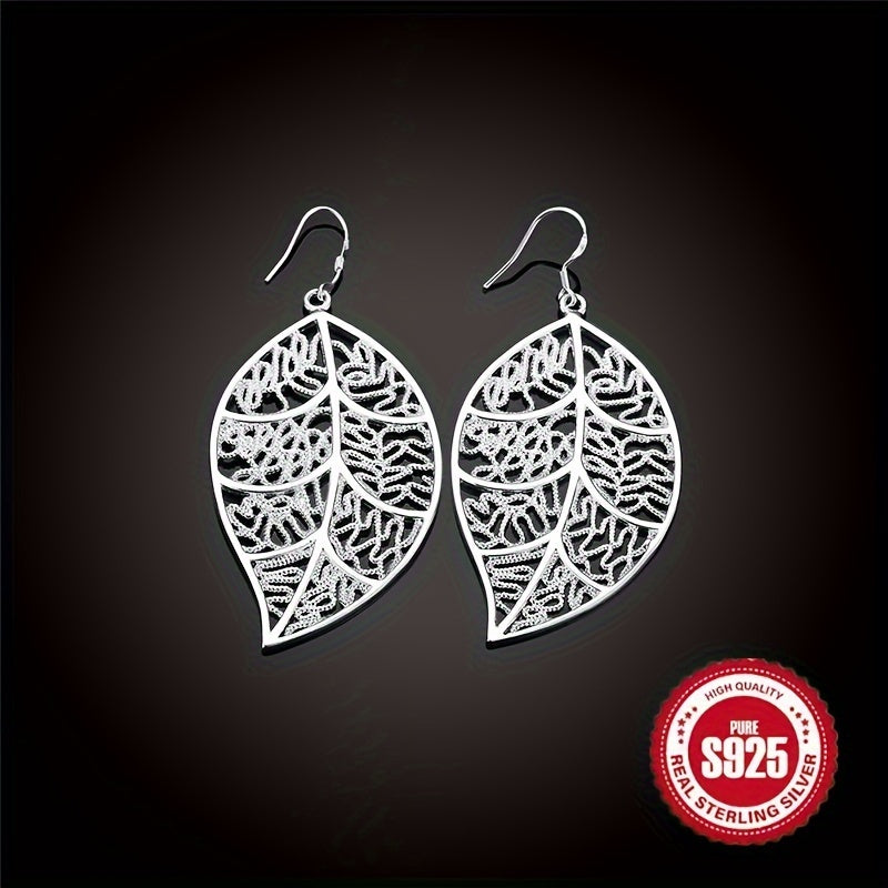 925 pure Silvery exquisite leaf - elegant, delicate, cute, low allergy, nickel-free,