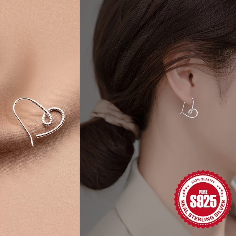 Pair of S925 Silver Women's Twist Love Line Ear Hooks Low Allergy 1.41g Ring Earrings