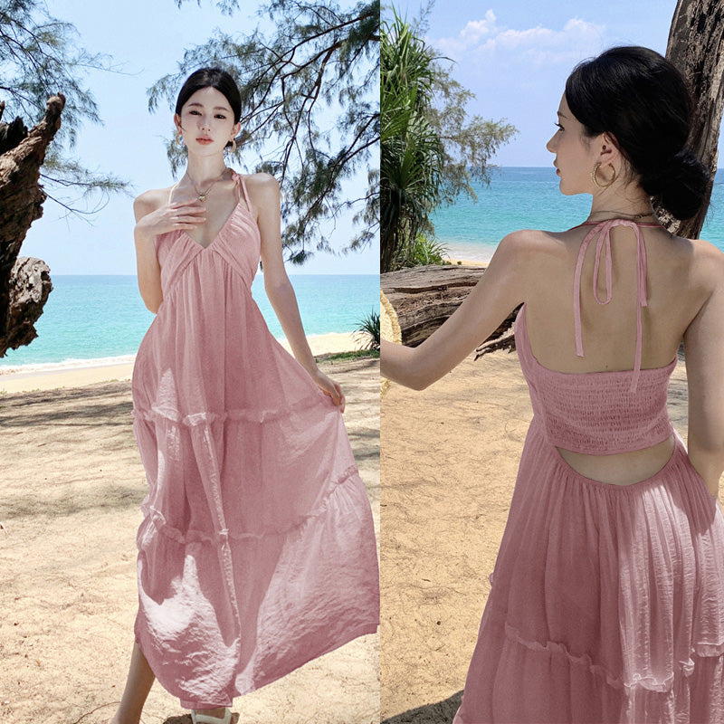 Pink Slim Looking Bohemia Dress Small Dress