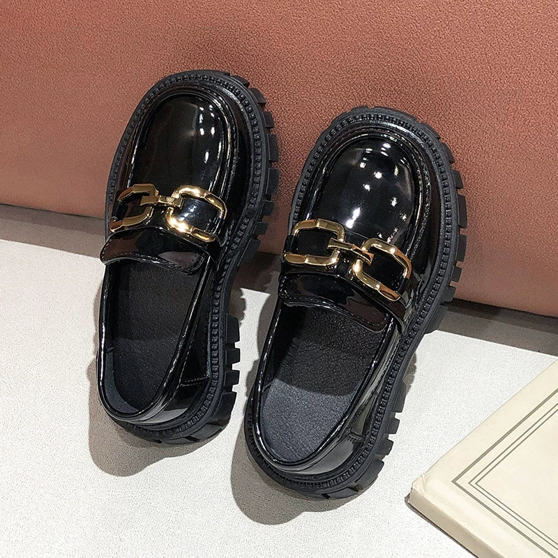 Kids Leather Shoes 2024 New Arrival Boys Performance Shoes Princess Shoes for Girls Spring & Fall Children British Style Black Platform Shoes