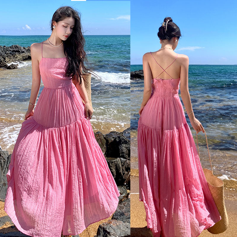 Pink Slim Looking Bohemia Dress Small Dress