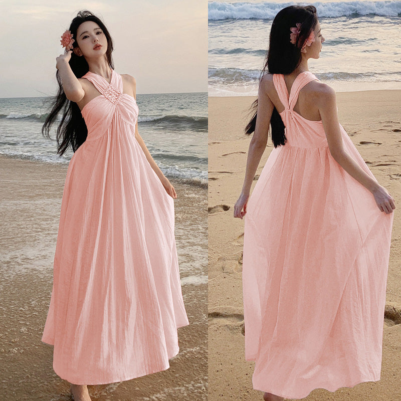 Pink Slim Looking Bohemia Dress Small Dress