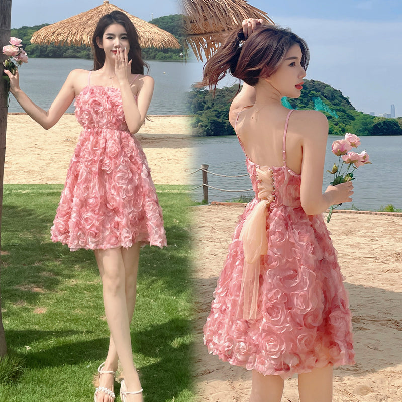Pink Slim Looking Bohemia Dress Small Dress