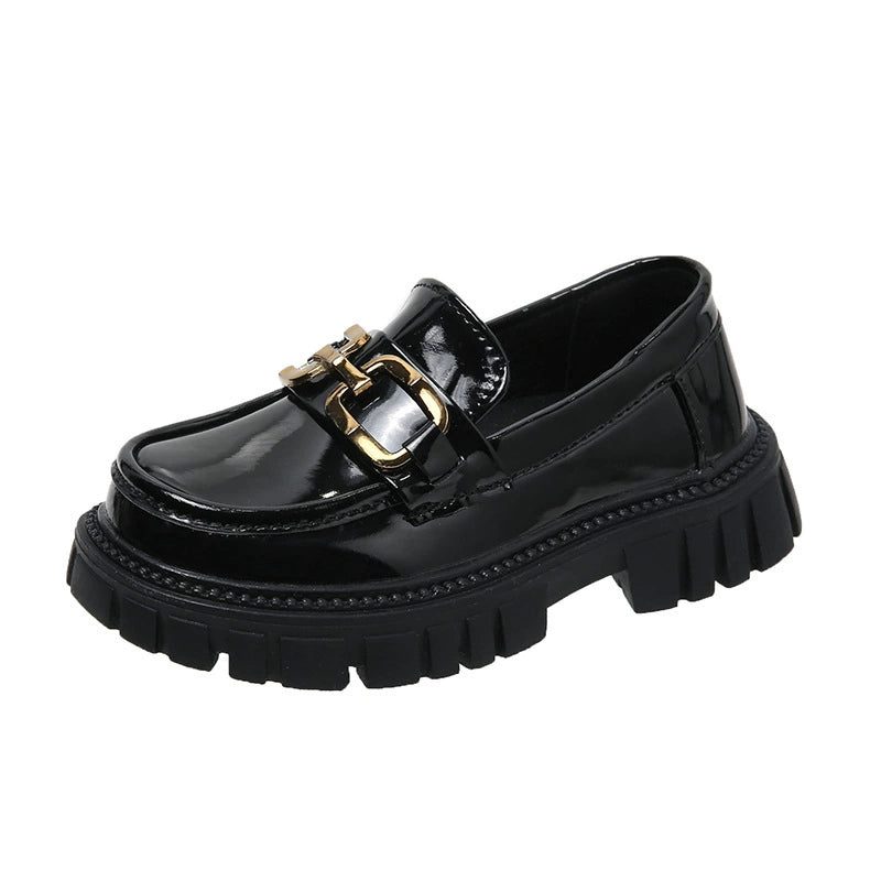 Kids Leather Shoes 2024 New Arrival Boys Performance Shoes Princess Shoes for Girls Spring & Fall Children British Style Black Platform Shoes