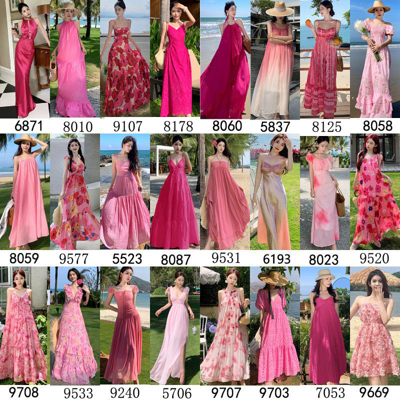 Pink Slim Looking Bohemia Dress Small Dress