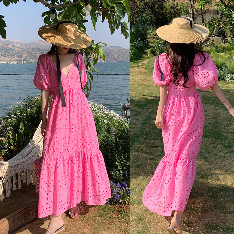 Pink Slim Looking Bohemia Dress Small Dress