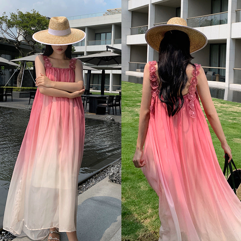 Pink Slim Looking Bohemia Dress Small Dress