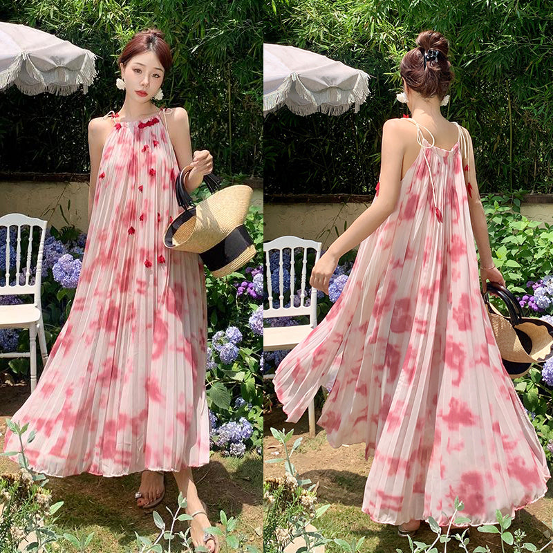 Pink Slim Looking Bohemia Dress Small Dress