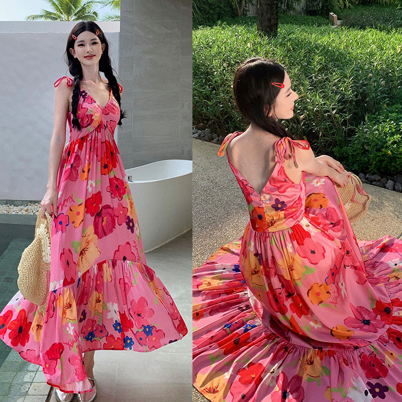 Pink Slim Looking Bohemia Dress Small Dress