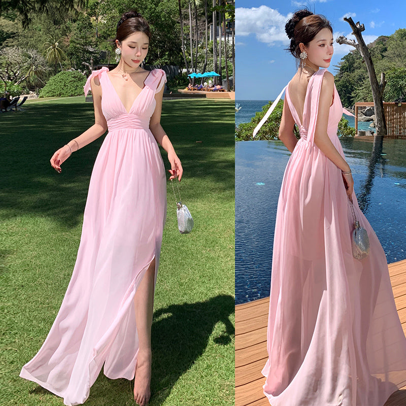 Pink Slim Looking Bohemia Dress Small Dress