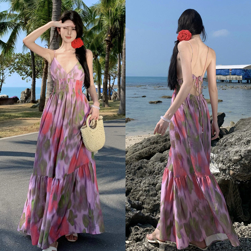 Pink Slim Looking Bohemia Dress Small Dress