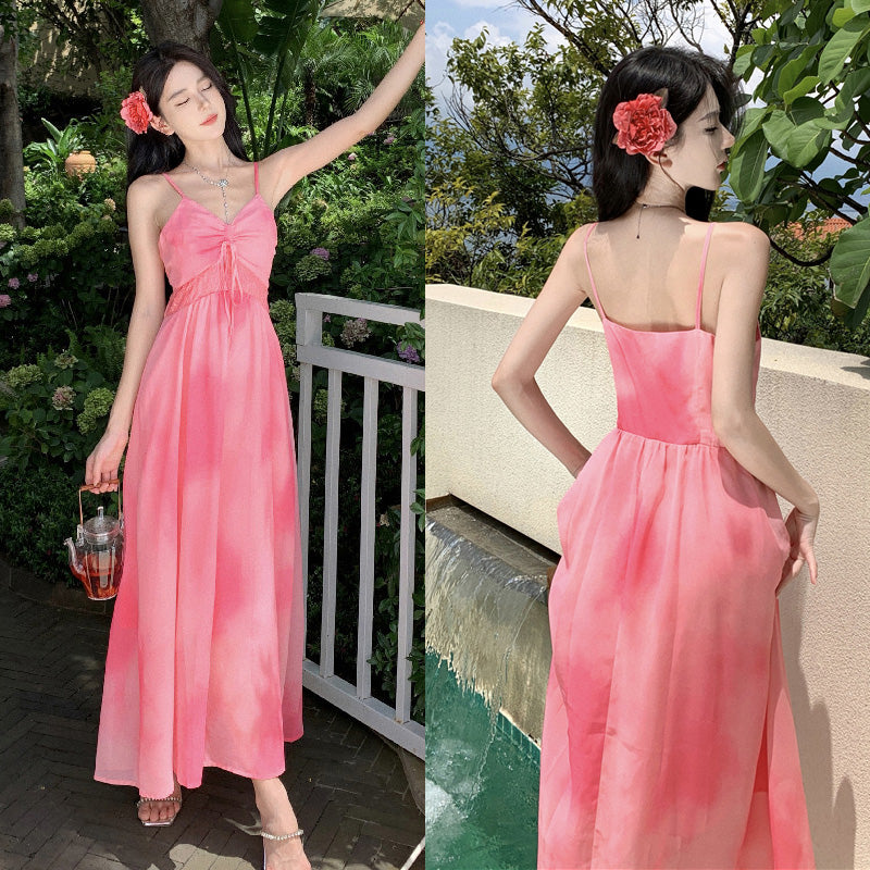 Pink Slim Looking Bohemia Dress Small Dress