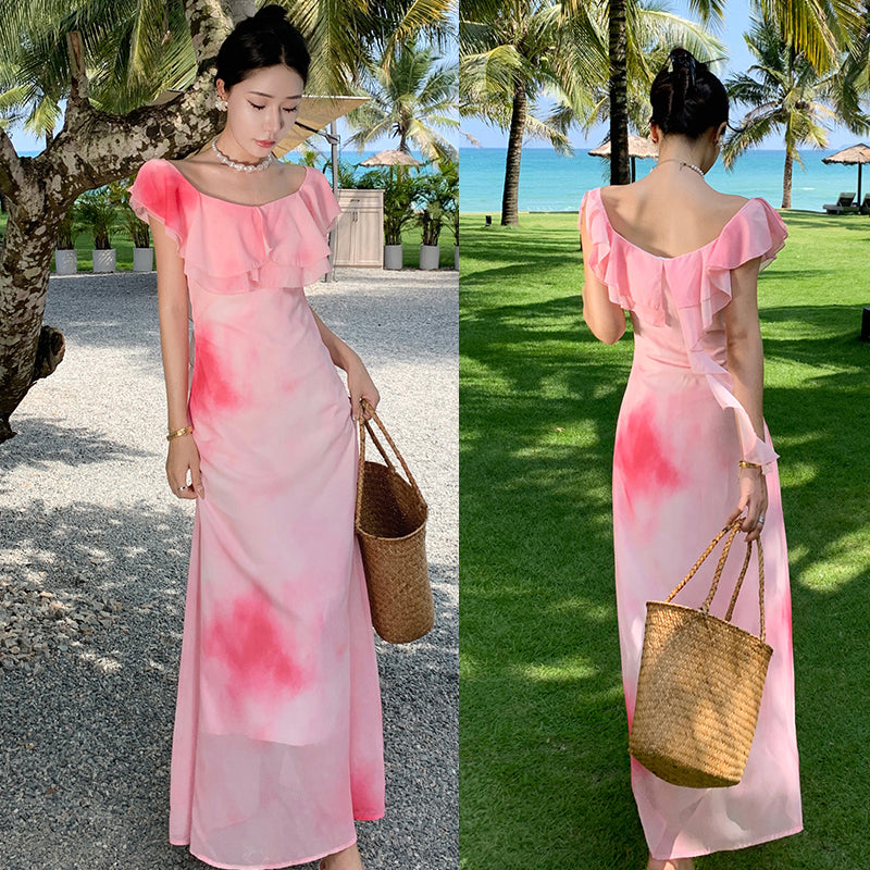 Pink Slim Looking Bohemia Dress Small Dress