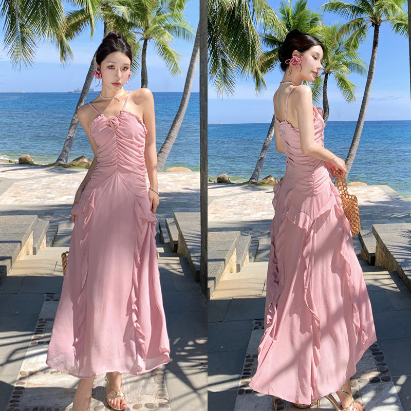 Pink Slim Looking Bohemia Dress Small Dress