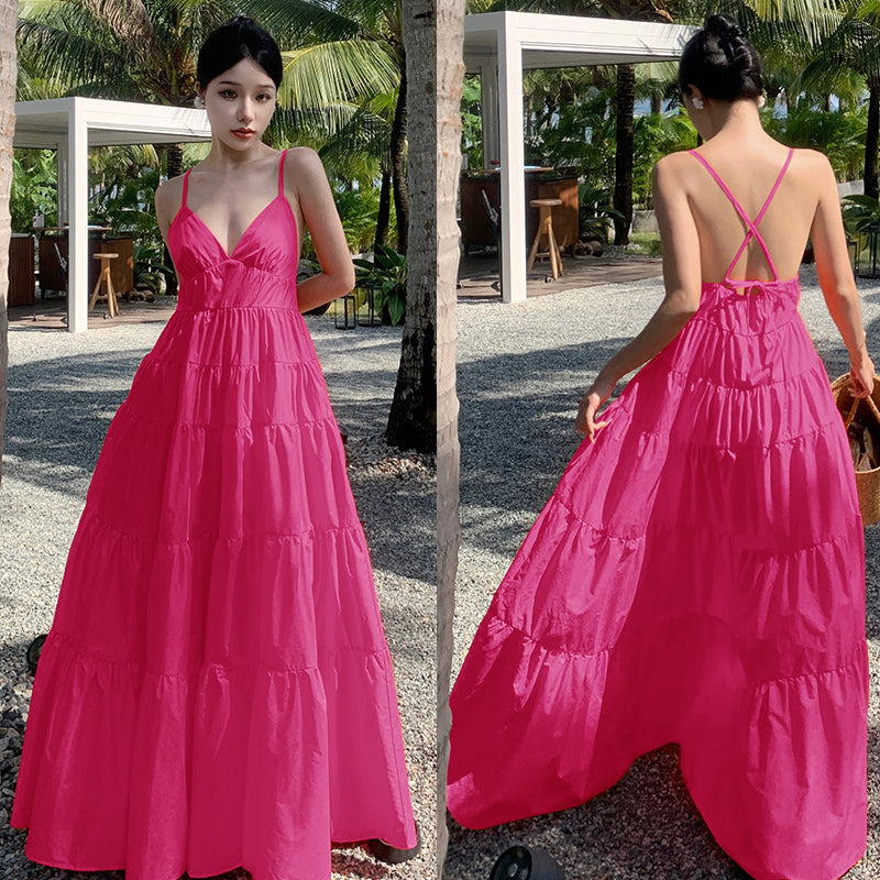 Pink Slim Looking Bohemia Dress Small Dress