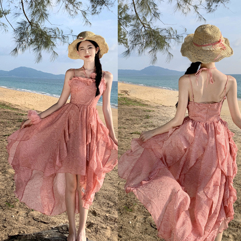 Pink Slim Looking Bohemia Dress Small Dress