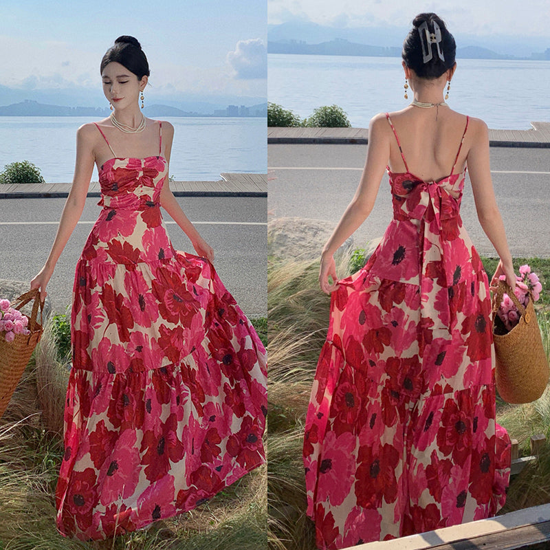 Pink Slim Looking Bohemia Dress Small Dress