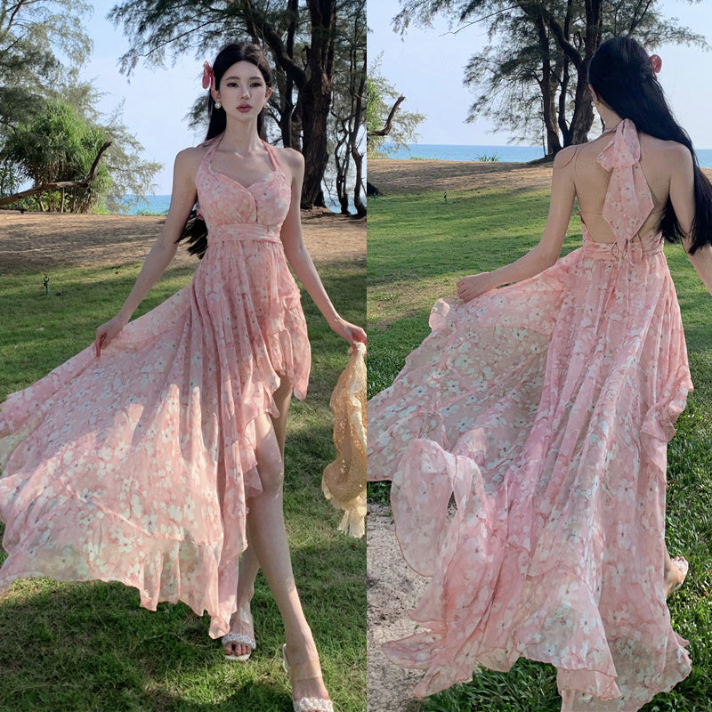 Pink Slim Looking Bohemia Dress Small Dress