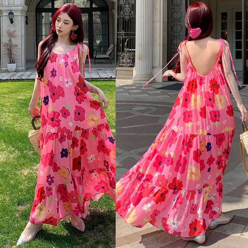Pink Slim Looking Bohemia Dress Small Dress