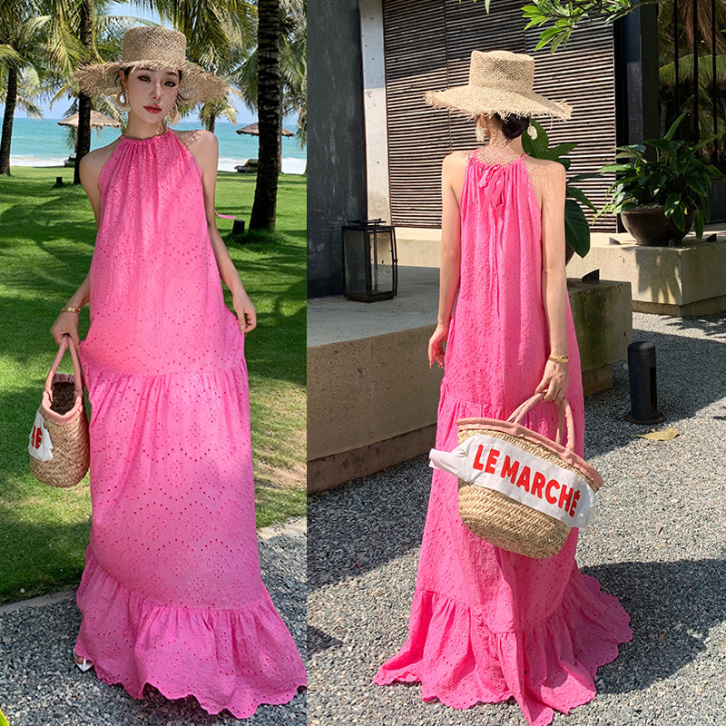 Pink Slim Looking Bohemia Dress Small Dress