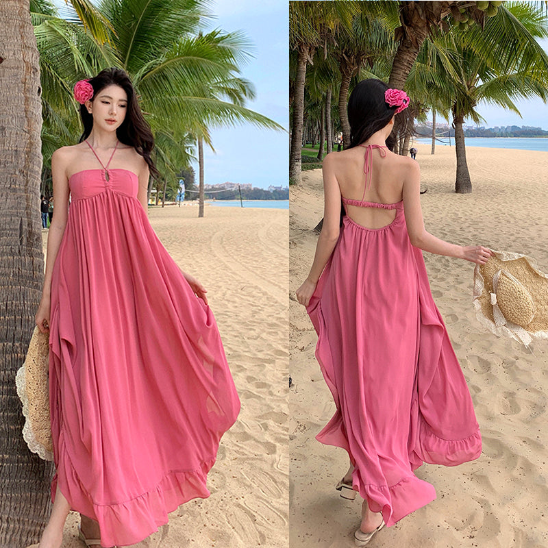 Pink Slim Looking Bohemia Dress Small Dress