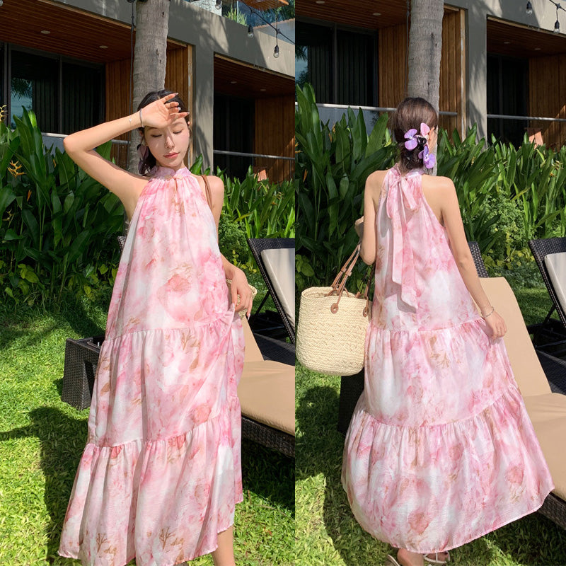 Pink Slim Looking Bohemia Dress Small Dress
