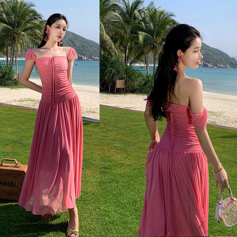 Pink Slim Looking Bohemia Dress Small Dress