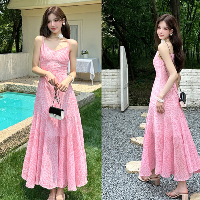 Pink Slim Looking Bohemia Dress Small Dress