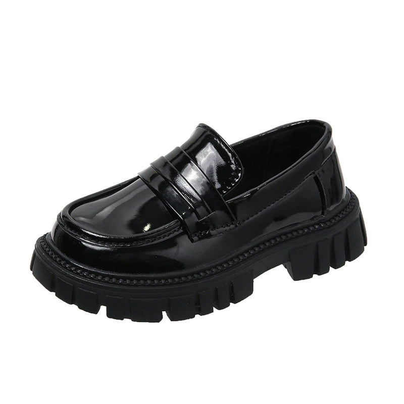 Kids Leather Shoes 2024 New Arrival Boys Performance Shoes Princess Shoes for Girls Spring & Fall Children British Style Black Platform Shoes
