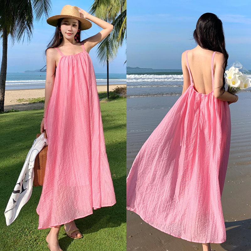 Pink Slim Looking Bohemia Dress Small Dress