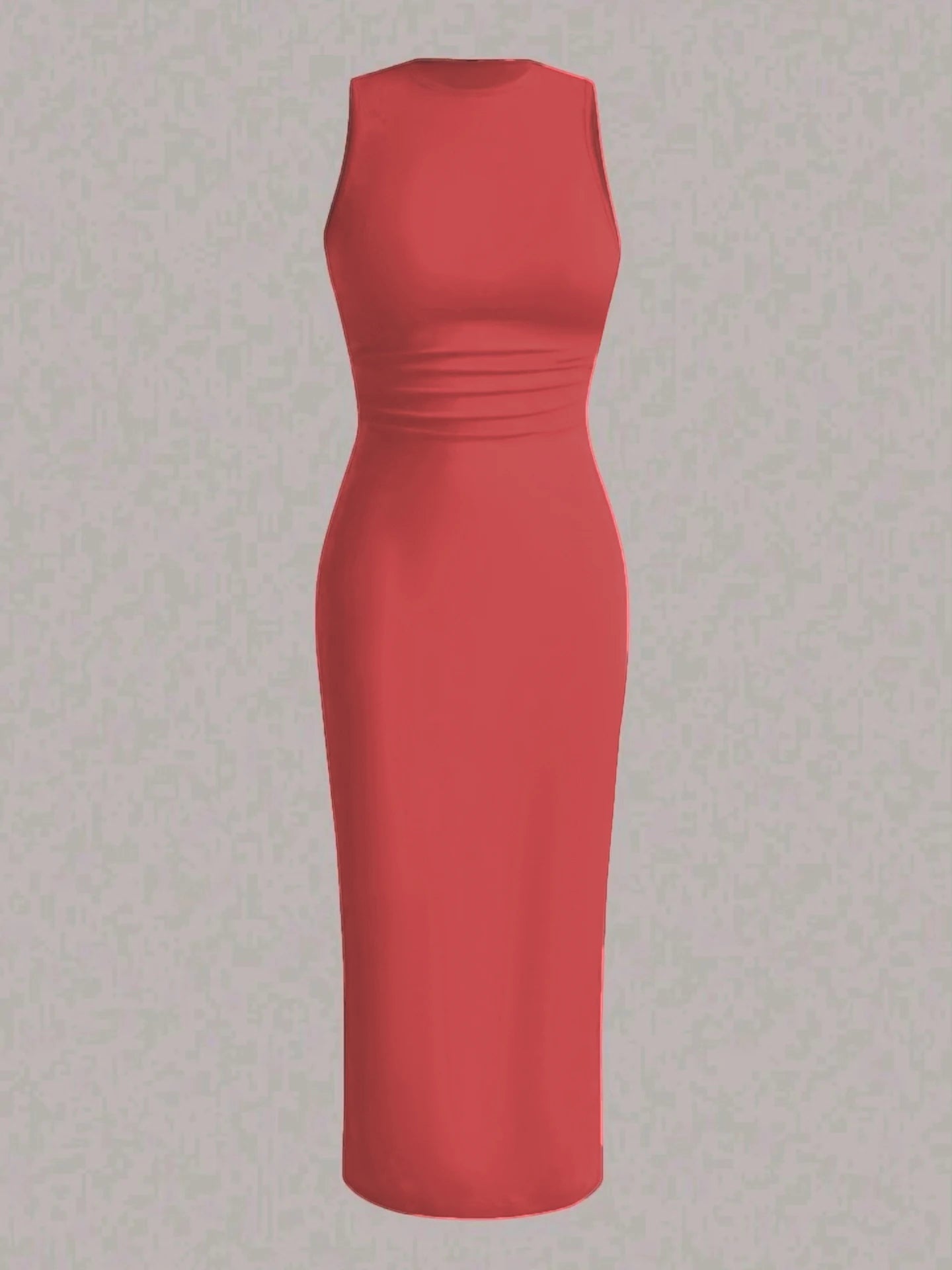 Spring and summer new solid color wrinkled waist vest dress long skirt