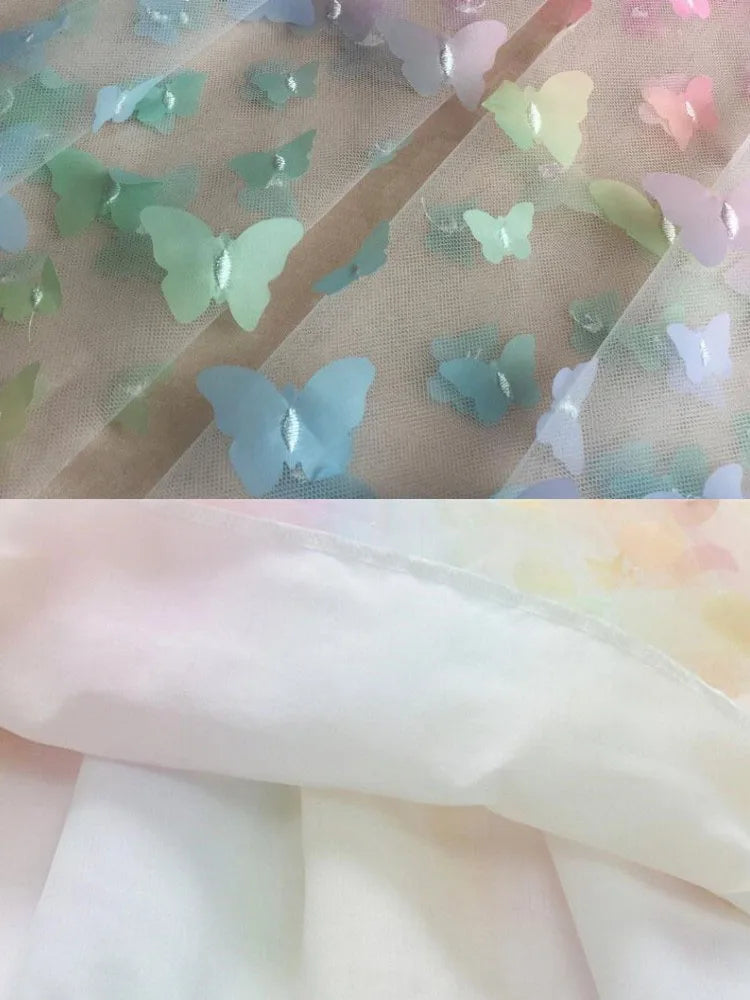Gauze Cotton Sling Dress Big Butterfly Decoration Kids