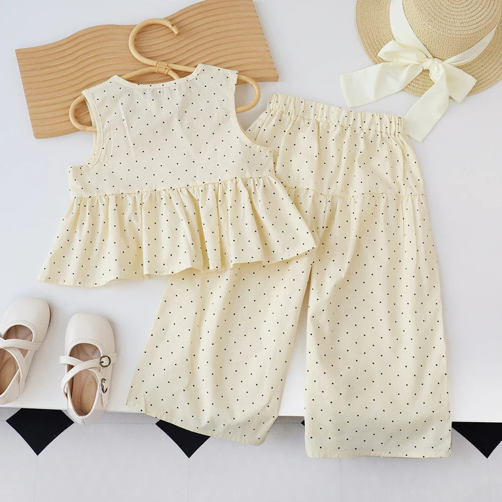 Bear Leader Baby Girl's Casual Clothing Top Wide Leg Pants Set