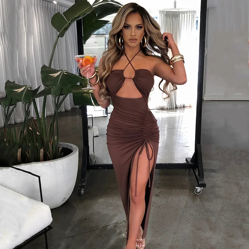 Sleeveless Sexy Female Midi Backless