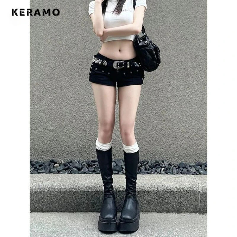 Hot Sweet High Waist Black Slim Fit Shorts